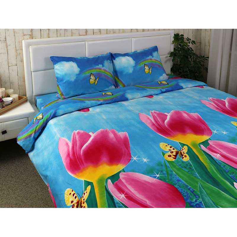 Комплект постельного белья Руно Тюльпаны, семейный, микрофайбер, синий (6.52Тюльпани) - фото 2