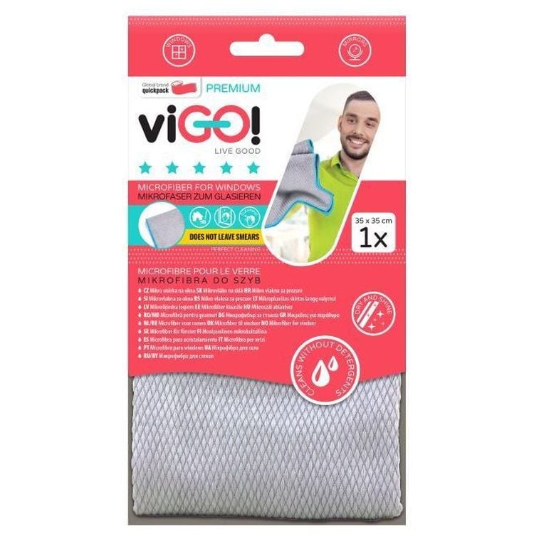 Салфетка из микрофибры для окон и зеркал viGO! Premium, 1 шт. - фото 1