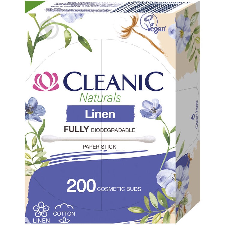 Ватні палички Cleanic Naturals Linen 200 шт. - фото 1