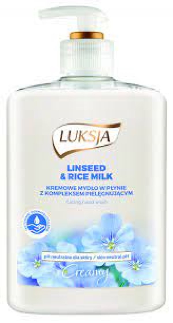 Рідке крем-мило Luksja Linseed & Rice Milk, флакон з дозатором, 500 мл - фото 1