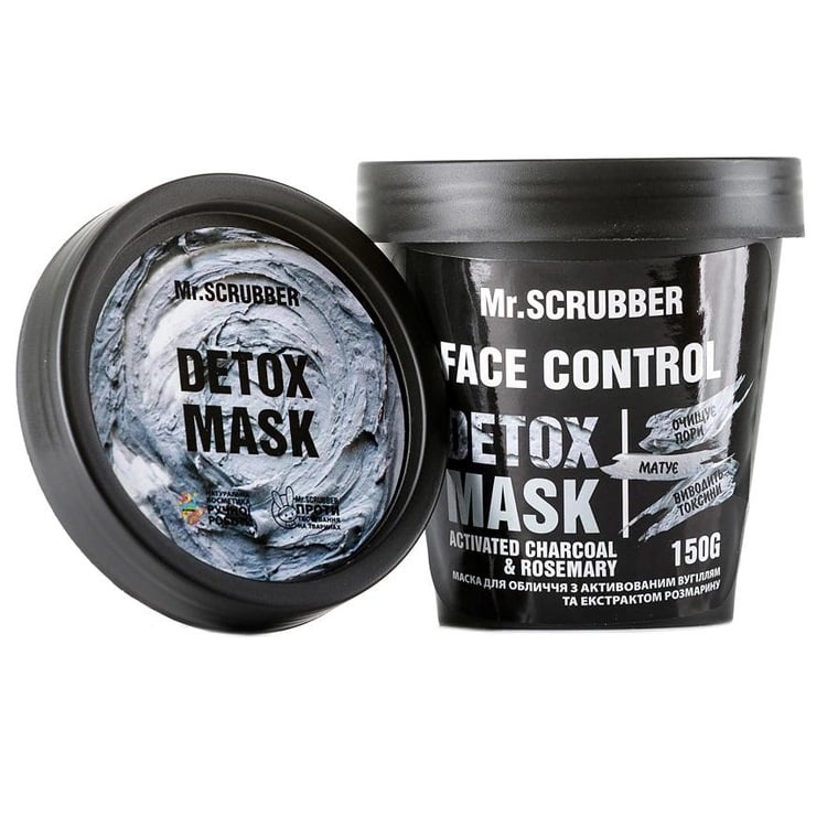 Маска для обличчя Mr.Scrubber Face Control Peeling та Detox Mask Activated Charcoal & Rosemary 150 г - фото 1