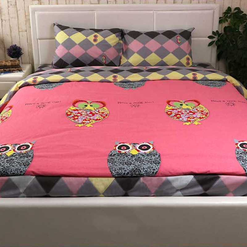 Photos - Bed Linen Runo Комплект постільної білизни Руно Owl, сімейний, набивний сатин, комбінован 