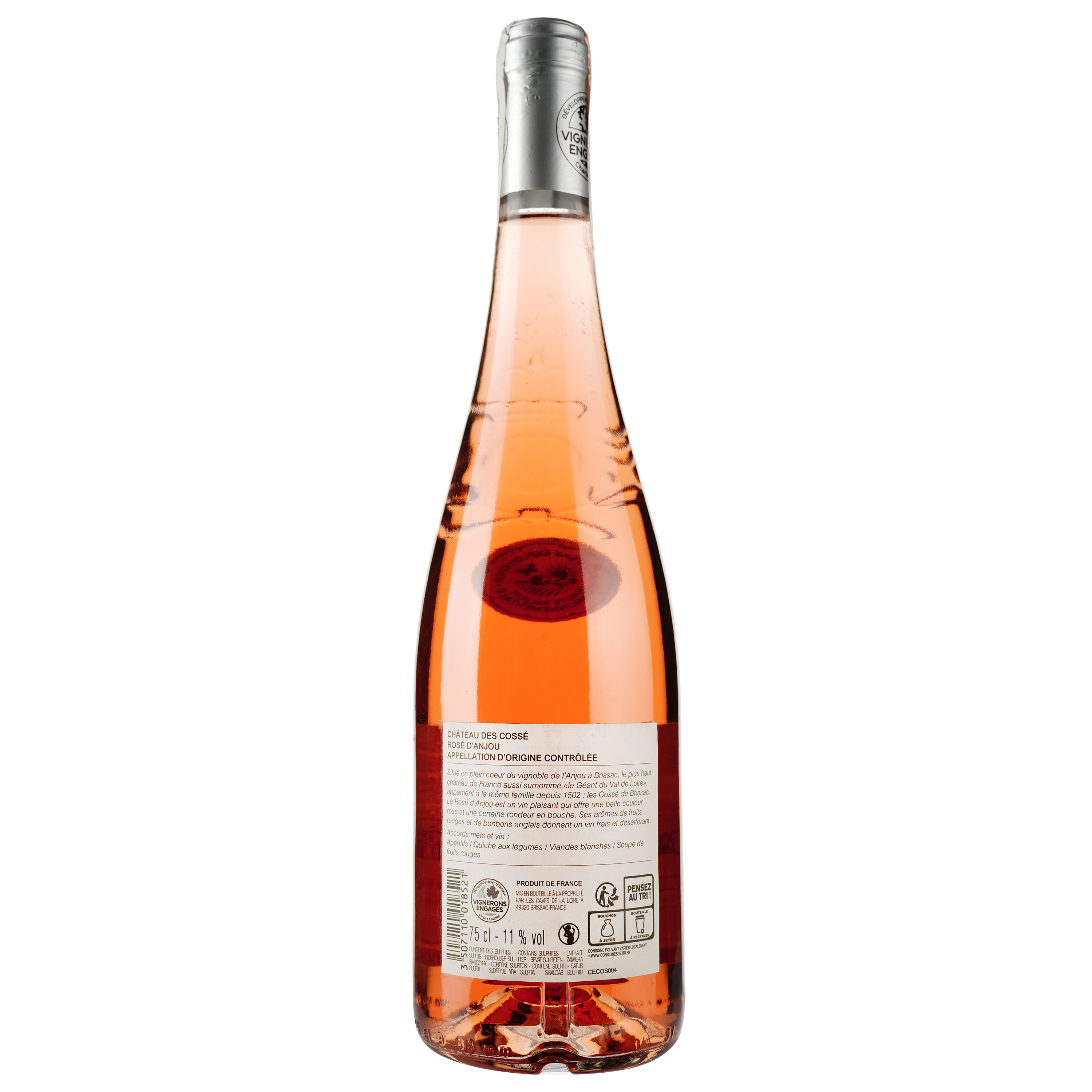 Вино Chateau des Cosse Rose d'Anjou, розовое, полусладкое, 12%, 0,75 л (480089) - фото 2