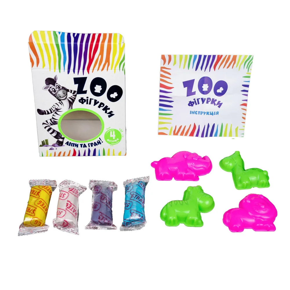 Набор для творчества Strateg Zoo фигуры, 4 цвета (32059) - фото 2