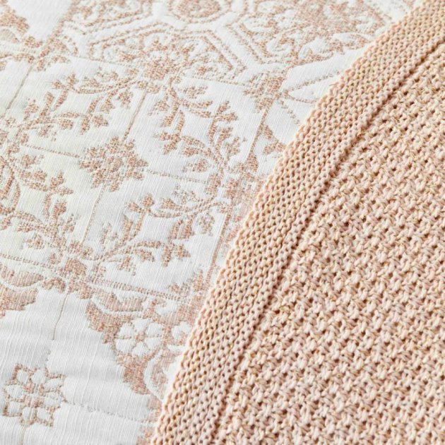Набор постельное белье с покрывалом и пледом Karaca Home Privat Celine pudra, евро, светло-розовый, 10 предметов (svt-2000022285681) - фото 2