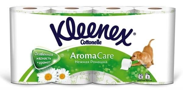 Тришаровий туалетний папір Kleenex Aroma Care Ромашка, 8 рулонів - фото 1