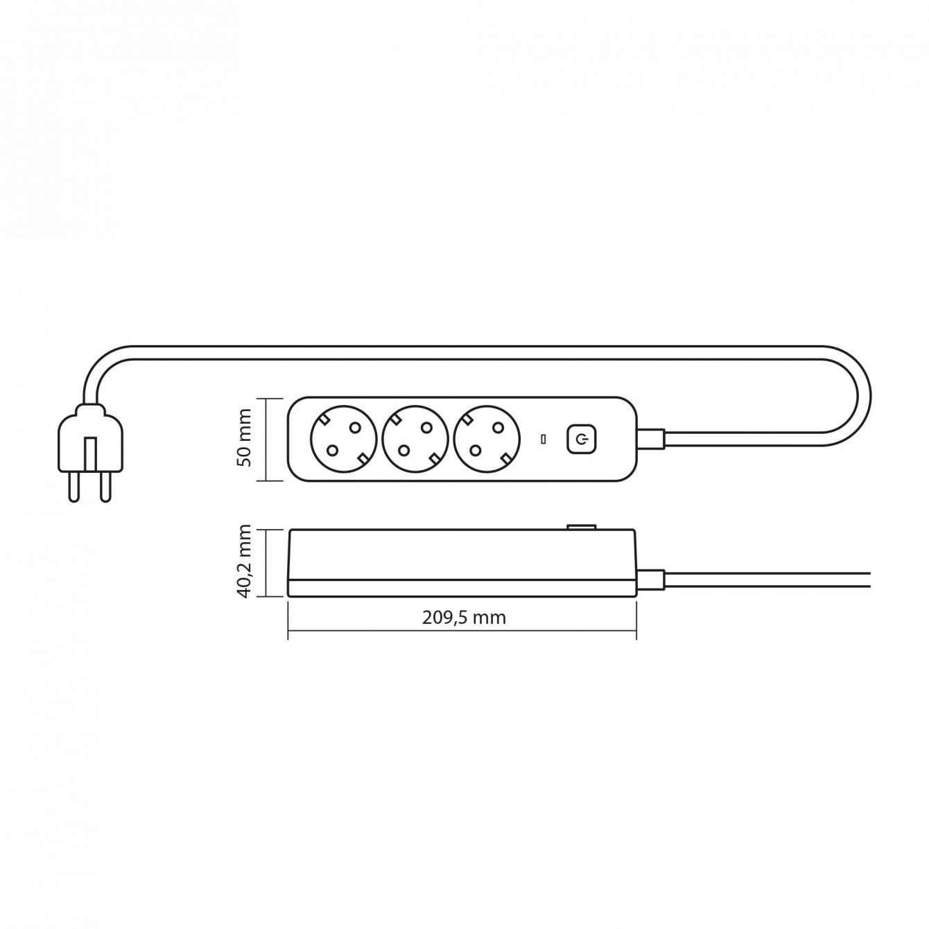 Сетевой удлинитель Videx Oncord с кнопкой с/з 3п 3 м 3x1.5 мм white (VF-PD33G-W) - фото 10