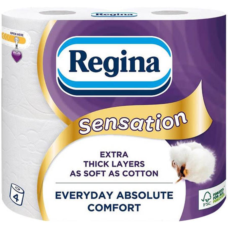 Туалетний папір Regina Cotton FSC Біла бавовна тришаровий 4 рулони - фото 1