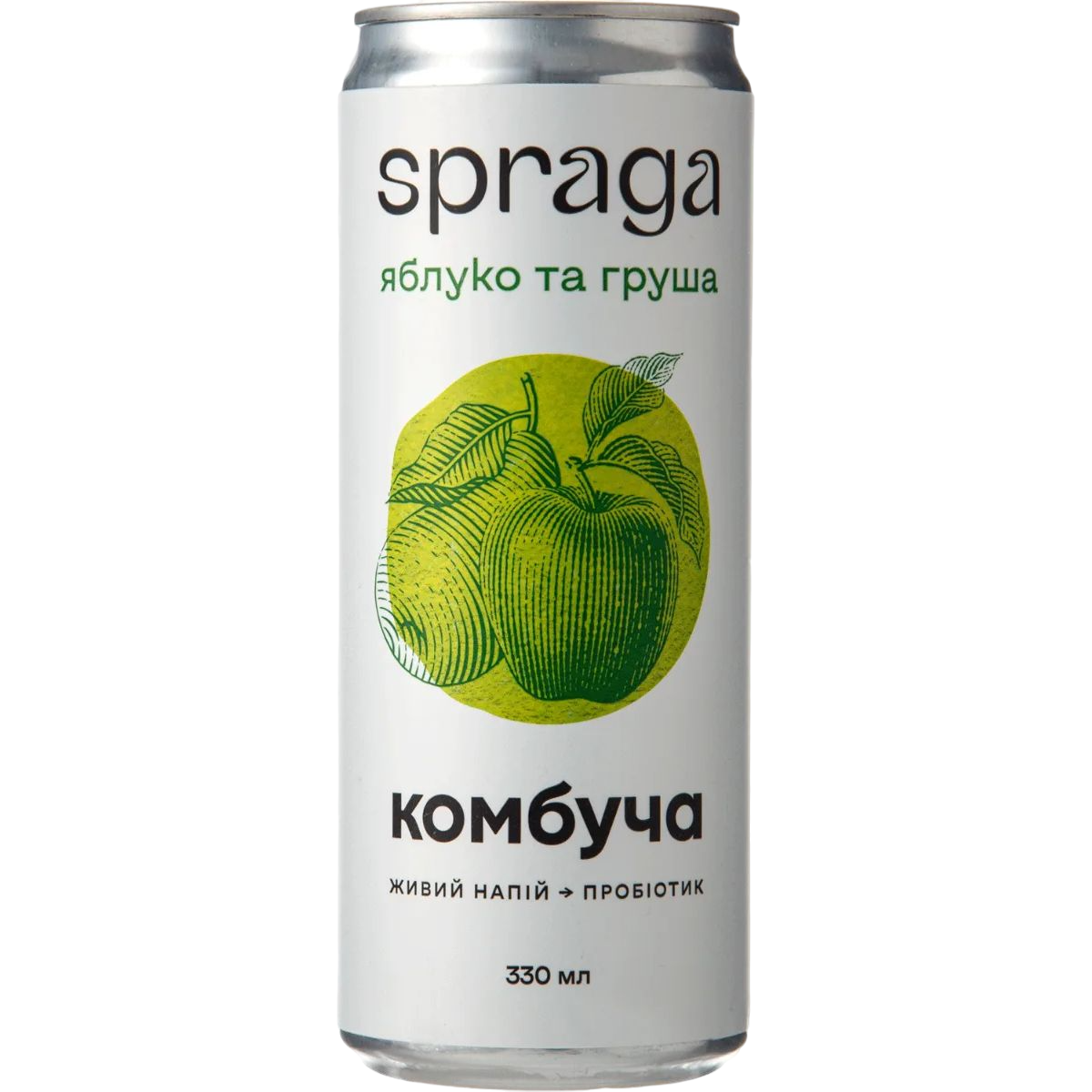 Напиток Spraga Комбуча Яблоко и Груша слабогазированный ж/б 330 мл (923963) - фото 1
