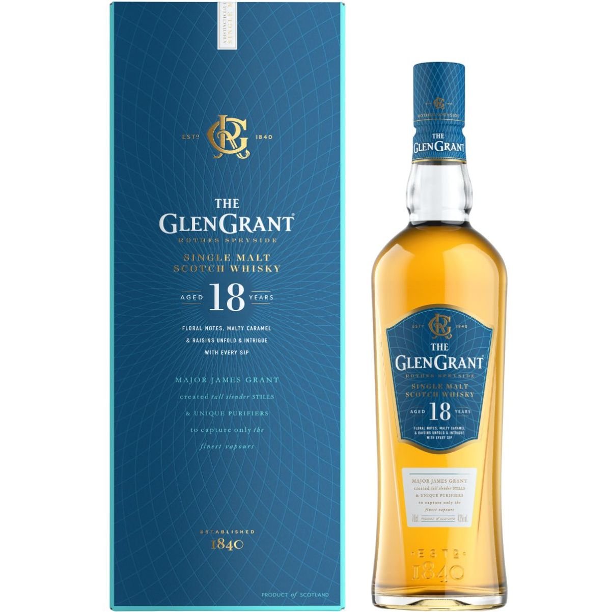 Виски Glen Grant 18 yo Single Malt Scotch Whisky 43% 0.7 л - фото 1