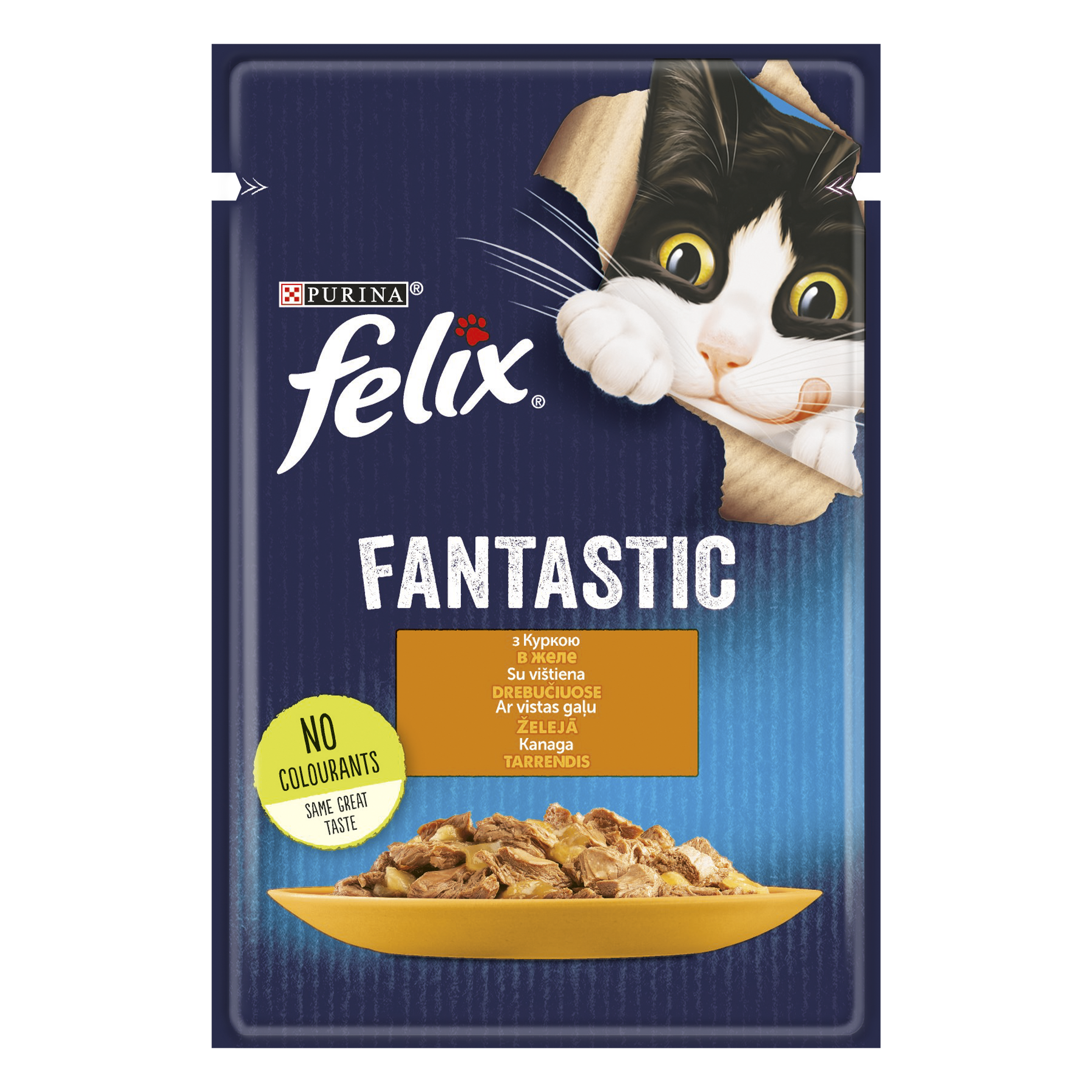 Вологий корм для котів Felix Fantastic, шматочки в желе, з куркою, 85 г - фото 1