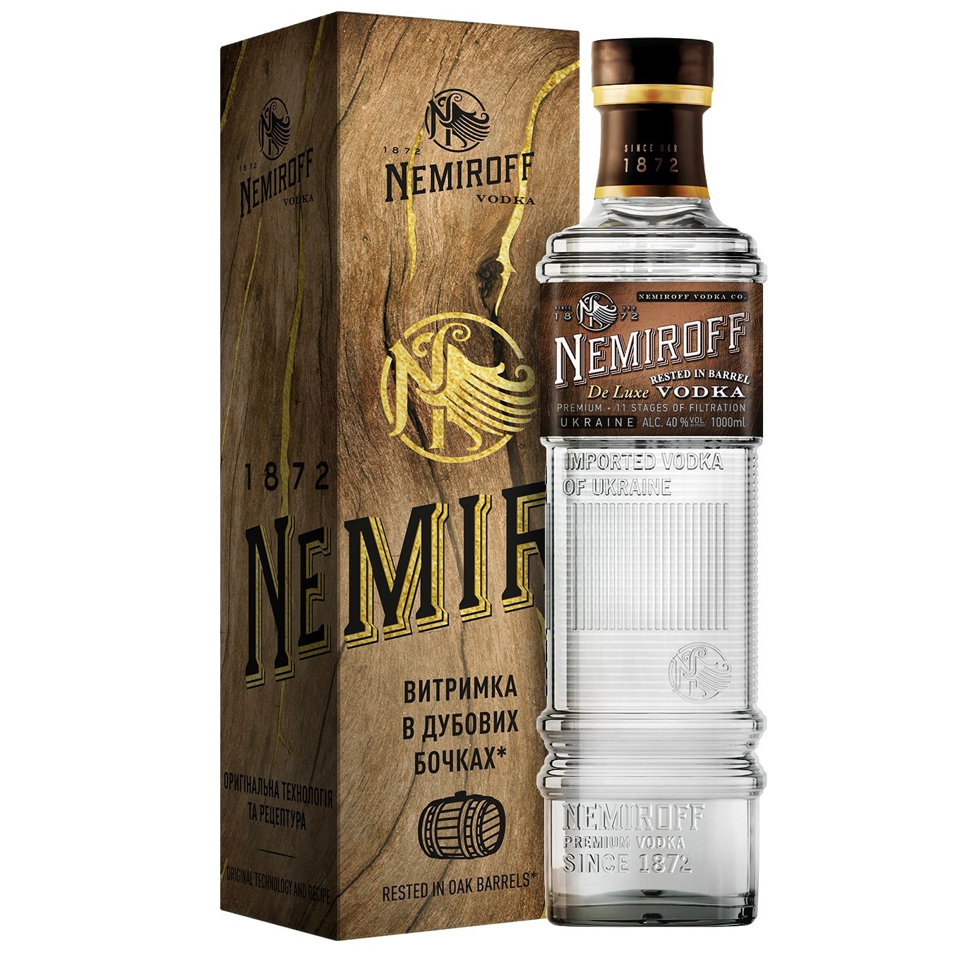 Горілка особлива Nemiroff De Luxe Rested in Barrel 40%, в коробці, 0.7 л - фото 1
