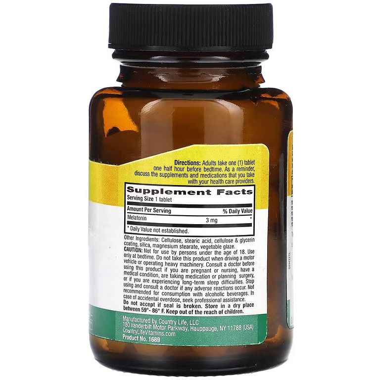 Натуральная добавка Country Life Melatonin 3 мг 90 таблеток - фото 2