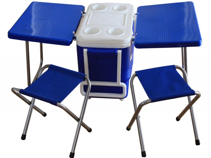 Термобокс для еды Mazhura Kale, со столом и стульчиками, 38 л, синий (mz1034) - фото 1