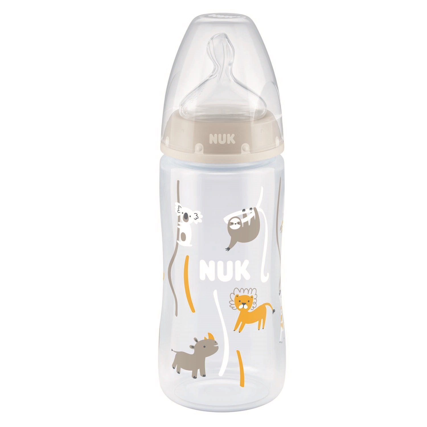 Пляшечка для годування NUK First Choice Plus Сафарі, з силіконовою соскою, 300 мл, бежевий (3952396) - фото 1