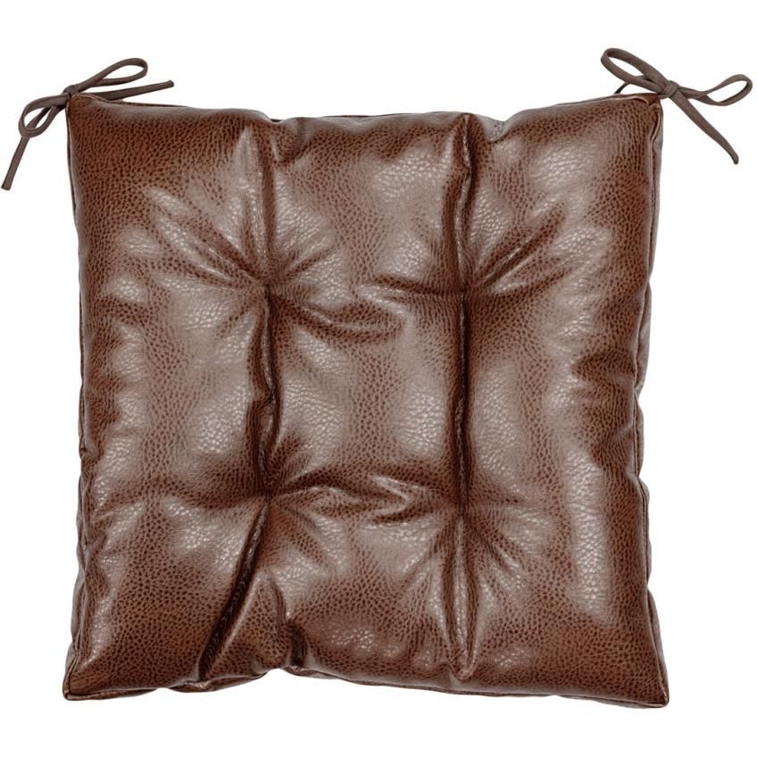 Подушка на стілець Прованс з екошкіри 40х40 см коричнева (34073) - фото 1