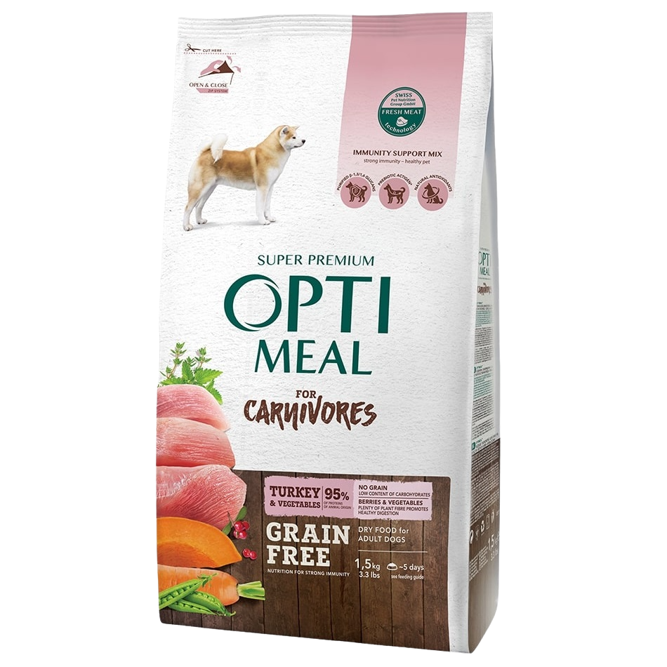 Беззерновий сухий корм для собак Optimeal, індичка та овочі, 1,5 кг (B1721201) - фото 1