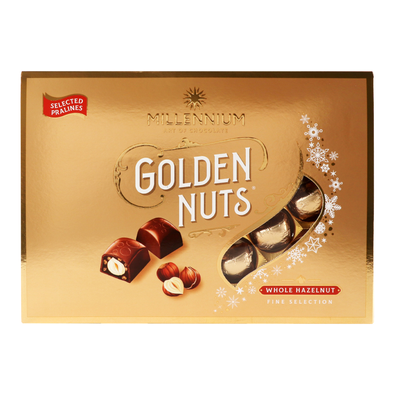 Цукерки Millennium Golden Nuts з начинкою та цілими горіхами, 130 г (918844) - фото 1