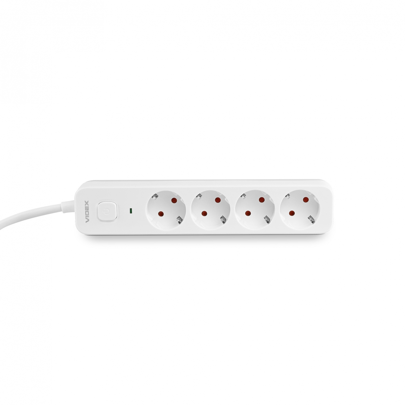 Удлинитель сетевой Videx Oncord с кнопкой с/з 4п 3 м 3x1.5 мм white (VF-PD43G-W) - фото 2