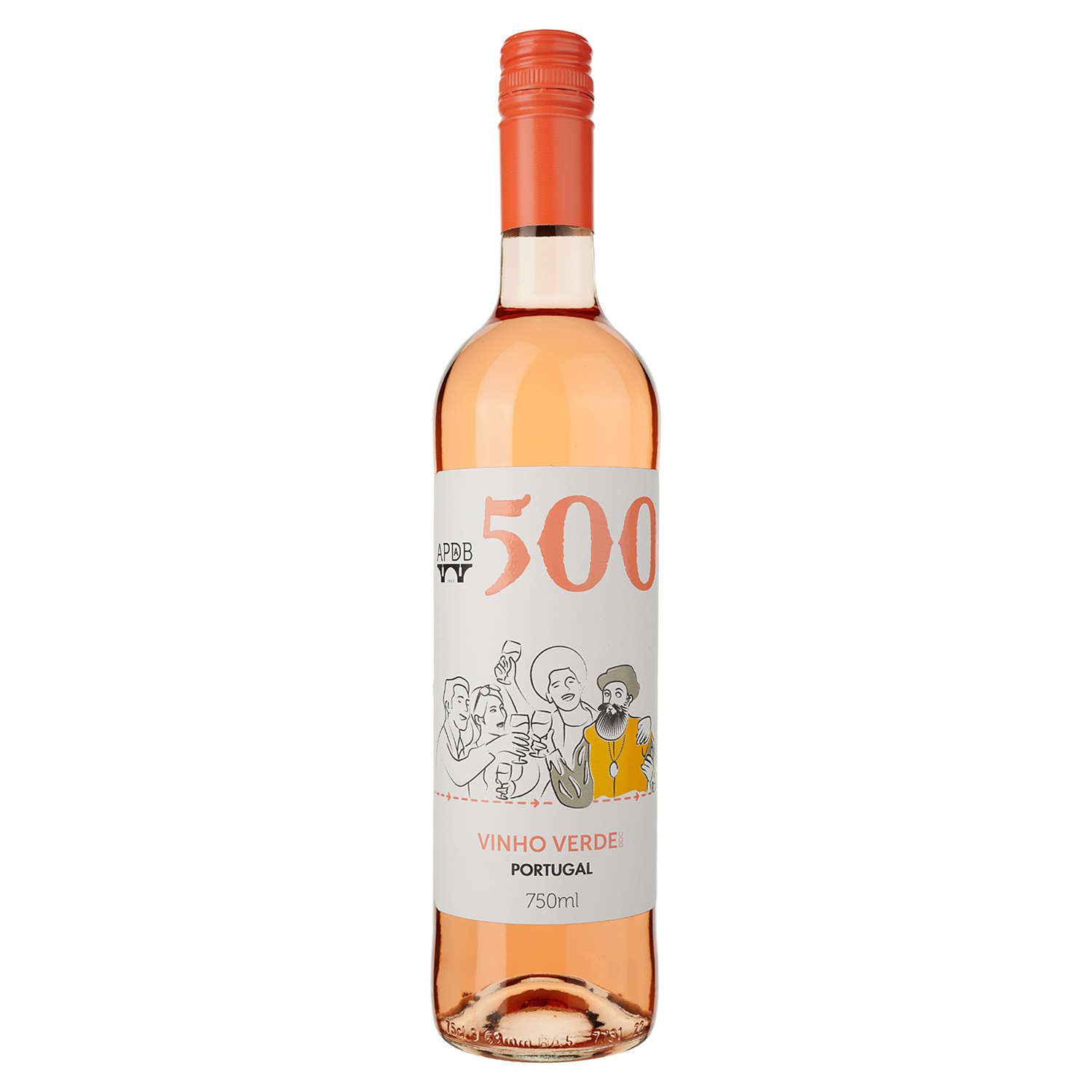 Вино Adega Ponte da Barca 500 Vinho Verde, розовое, полусухое, 8,5%, 0,75 л - фото 1