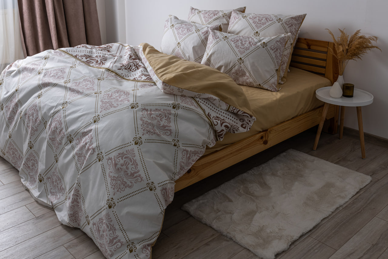 Комплект постельного белья ТЕП Happy Sleep Glorius семейный кремовый с белым (2-03797_26065) - фото 2