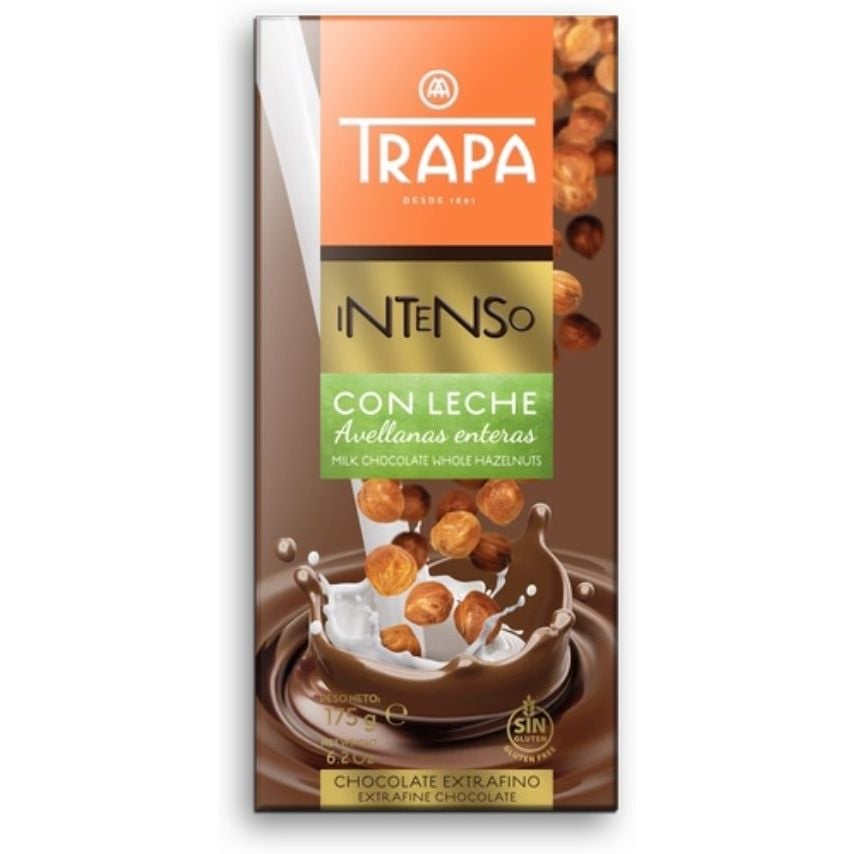 Шоколад молочний Trapa Intenso, з цільним фундуком, 175 г - фото 1