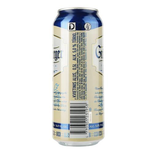 Пиво Grunberger Hefeweizen светлое, 5%, ж/б, 0.5 л - фото 2