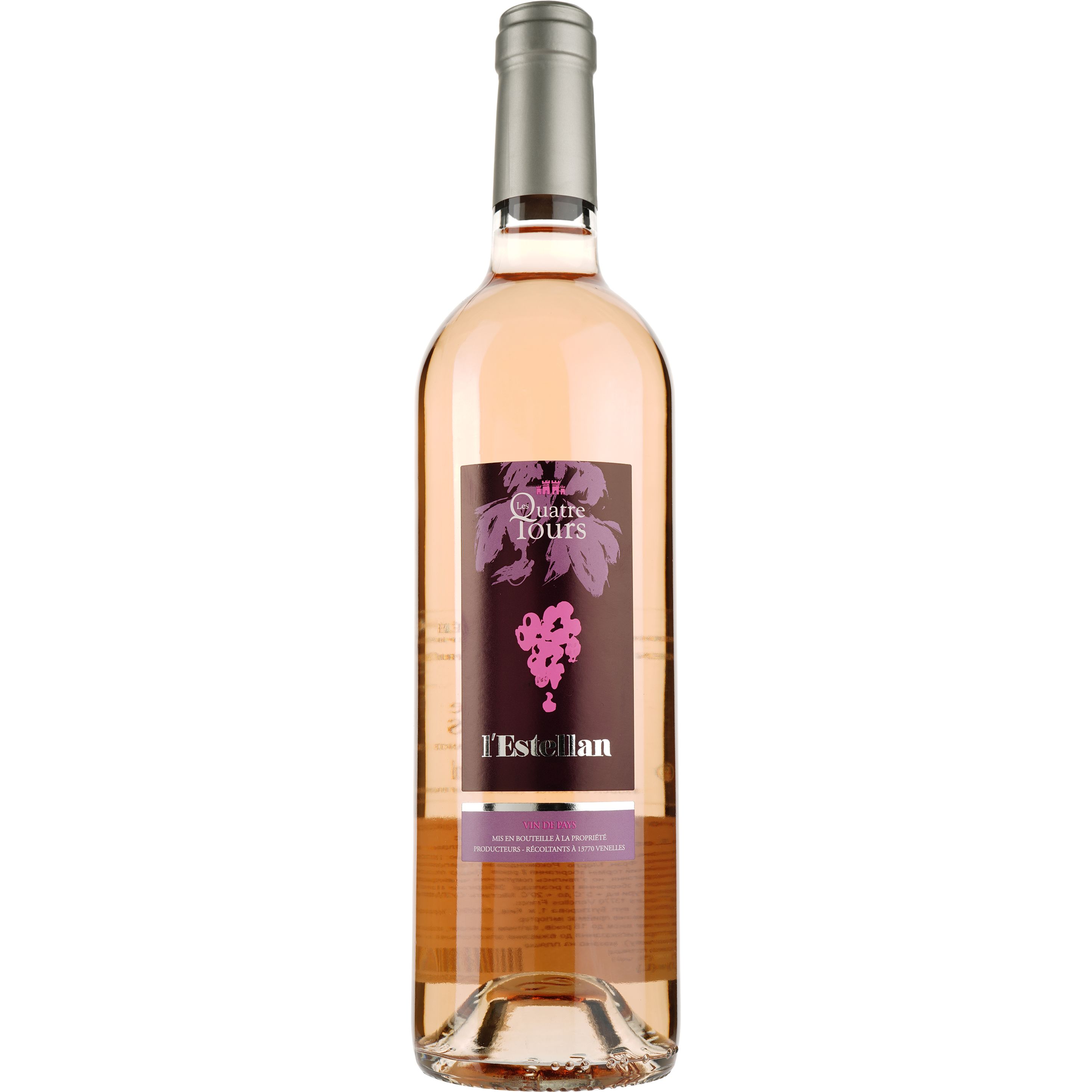 Вино Les Quatre Tours l'Estellan Mediterranee IGP, розовое, сухое, 0,75 л - фото 1