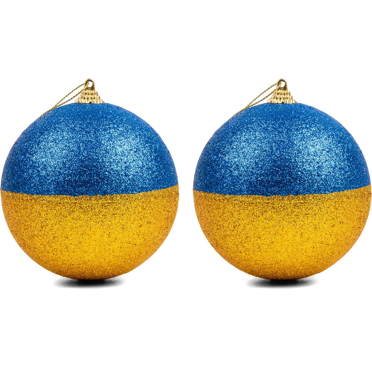 Набор новогодних шаров Novogod'ko 10 cм 2 шт. желто-синий (974890) - фото 2