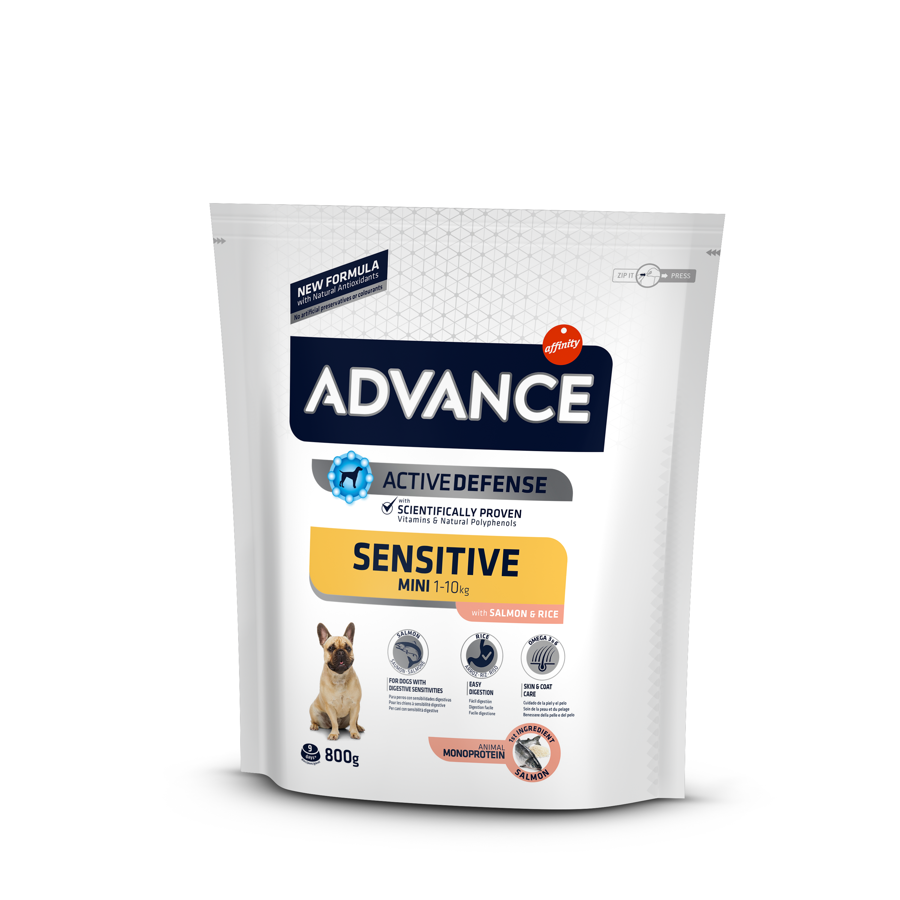 Сухий корм для дорослих собак маленьких порід з чутливим травленням Advance Dog Mini Sensitive, з лососем і рисом, 800 г - фото 1