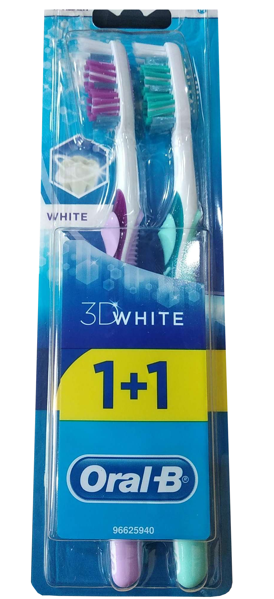 Зубна щітка Oral-B 3D White Відбілювання, середня, фіолетовий з бірюзовим, 2 шт. - фото 1
