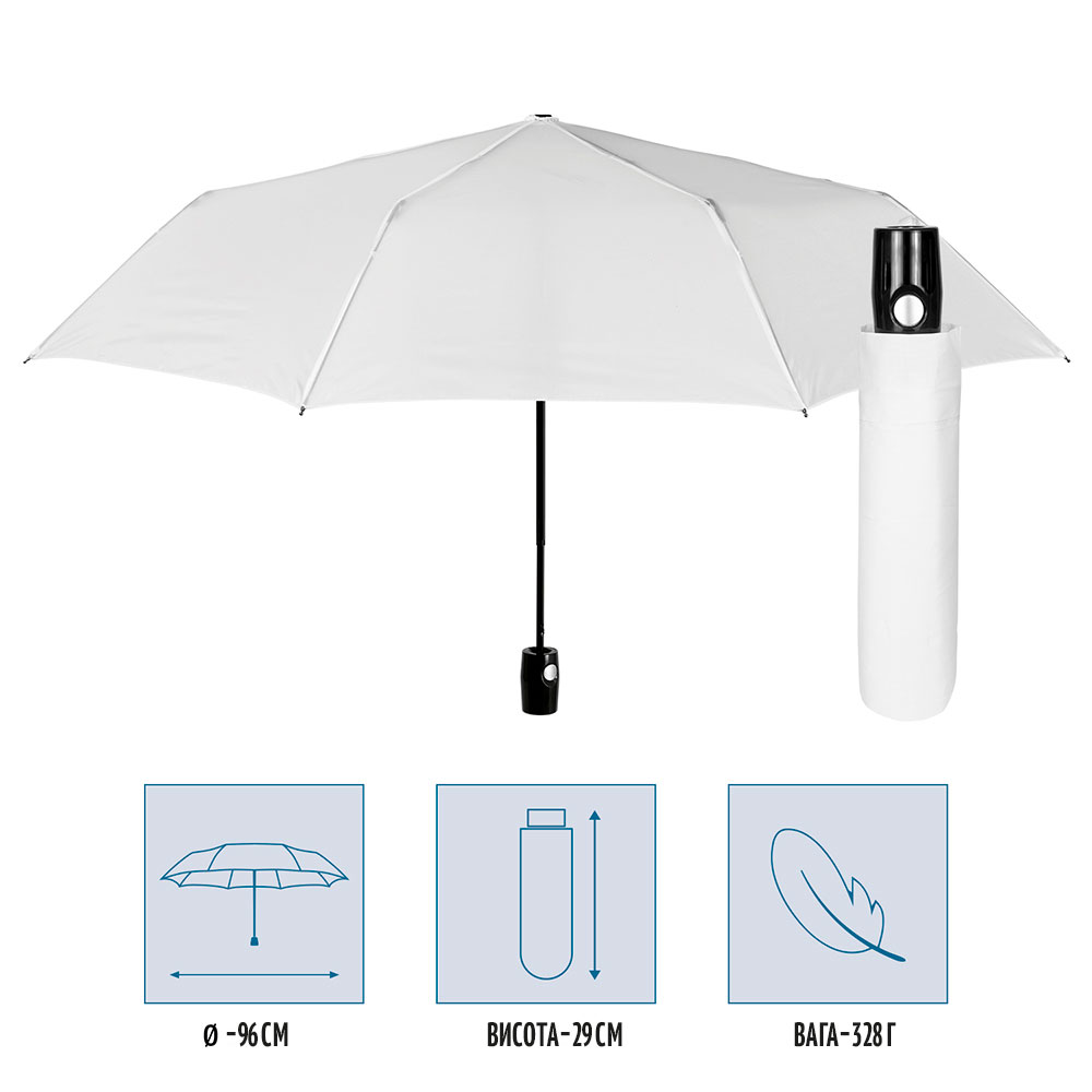 Зонтик Perletti Ombrelli складной автоматический белый (96007-04) - фото 3