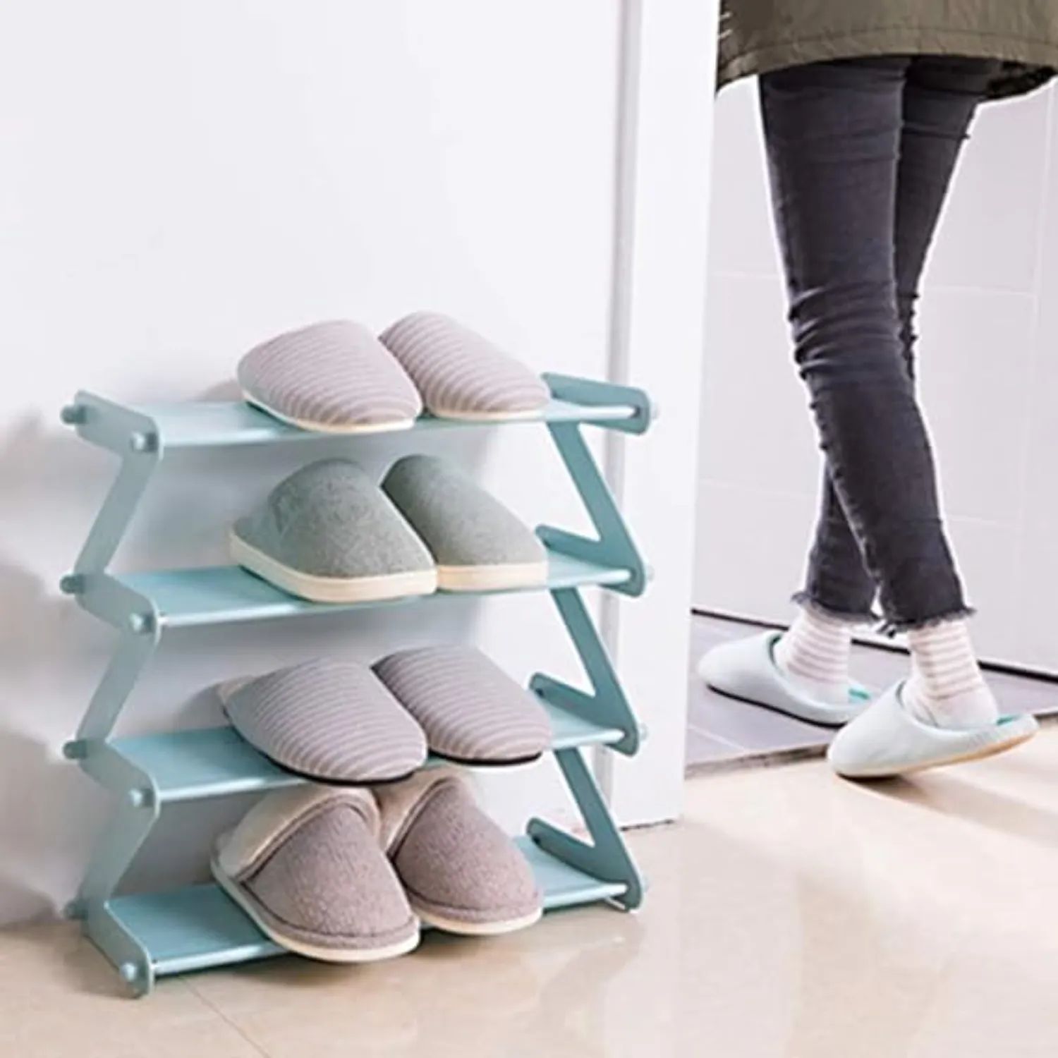 Відкрита полиця для взуття Supretto Shoe Rack 4, 20x45х46.5 см блакитний (8655) - фото 5