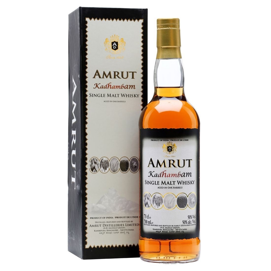 Виски Amrut Kadhambam Single Malt Indian Whiskey, в подарочной упаковке, 50%, 0,7 л - фото 1