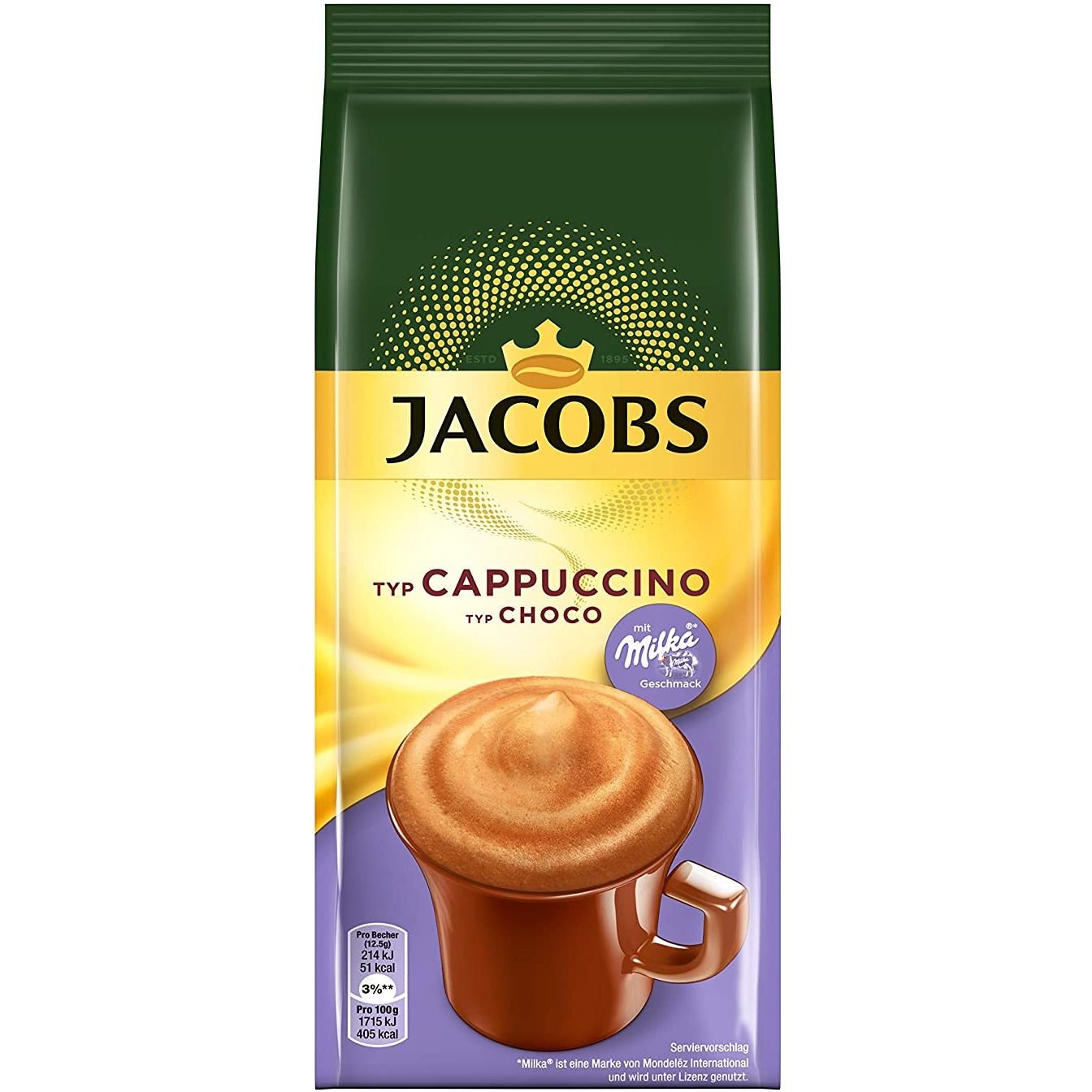 Напій кавовий Jacobs Cappuccino Milka Choco, з какао, 500 г, (911743) - фото 1