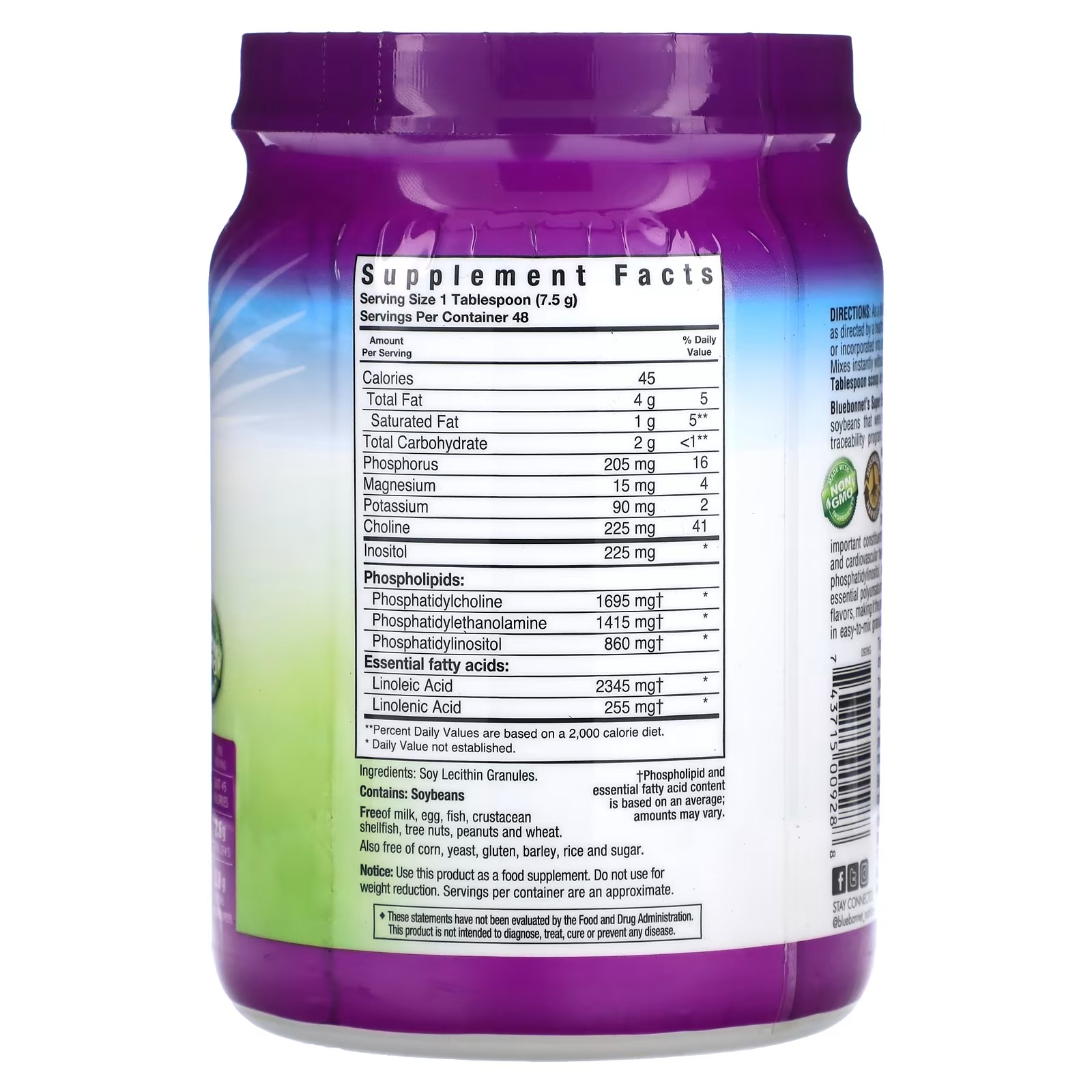 Гранули лецитину Bluebonnet Nutrition Super Earth 720 г - фото 3