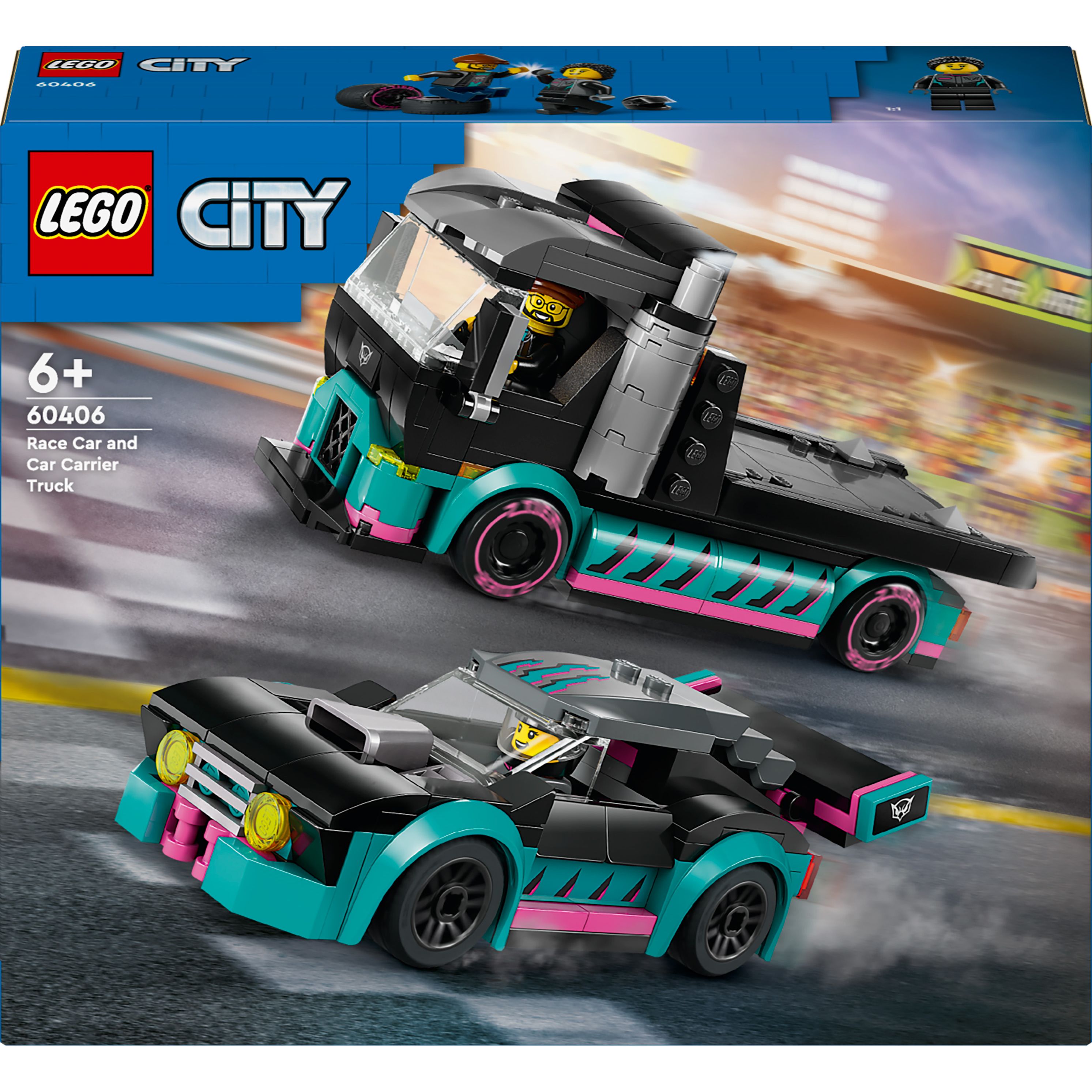 Конструктор LEGO City Автомобіль для перегонів й автовоз 328 деталей (60406) - фото 1