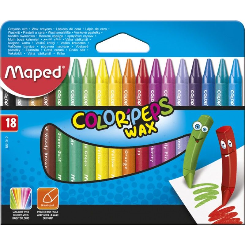 Мел восковой Maped Color Peps Wax Crayons 18 шт. (MP.861012) - фото 1