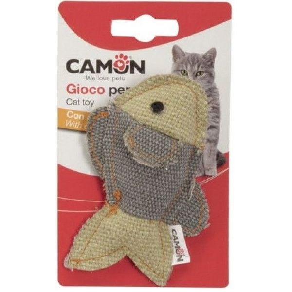 Игрушка для кошек Camon Джинсовая рыбка, с ароматом кошачьей мяты, 10 см, в ассортименте - фото 3