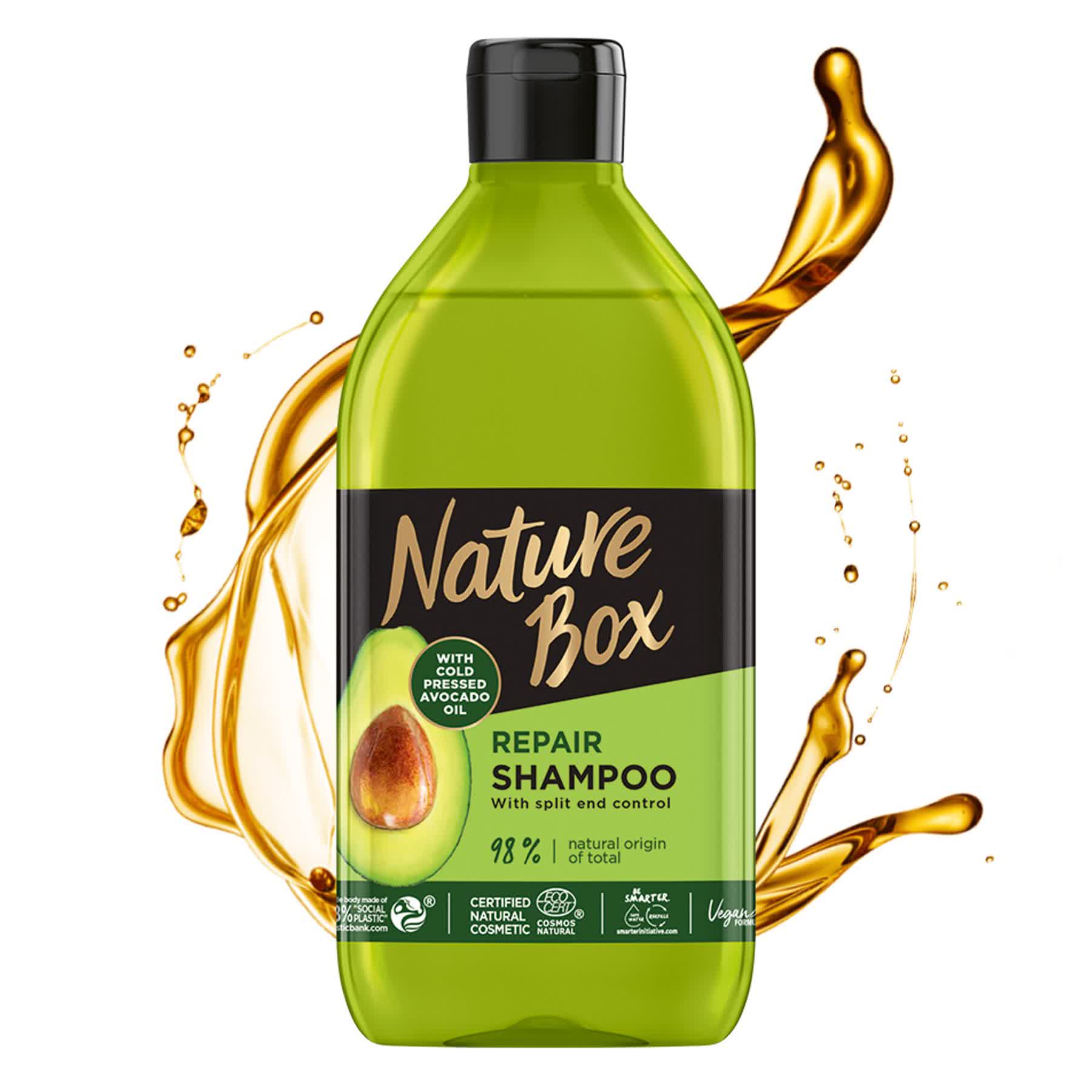 Шампунь Nature Box для восстановления волос и против секущихся кончиков, с маслом авокадо холодного отжима, 385 мл - фото 2