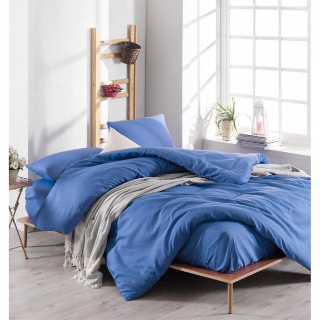 Комплект постельного белья Eponj Home Paint D.Boya Saks Mavi, ранфорс, евростандарт, синий, 4 предмета (svt-2000022293525) - фото 1
