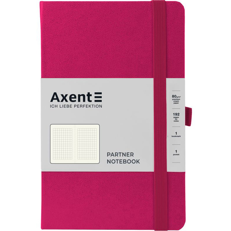 Книга записная Axent Partner A5- в клеточку 96 листов малиновая (8201-50-A) - фото 1