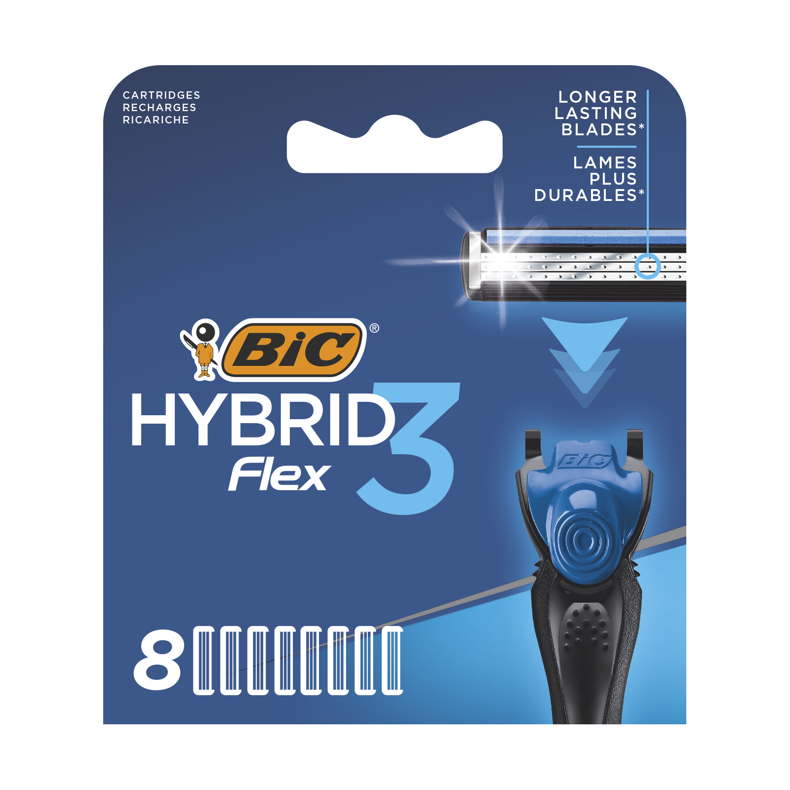 Сменные картриджи для бритья BIC Hybrid 3 Flex, 8 шт. - фото 1