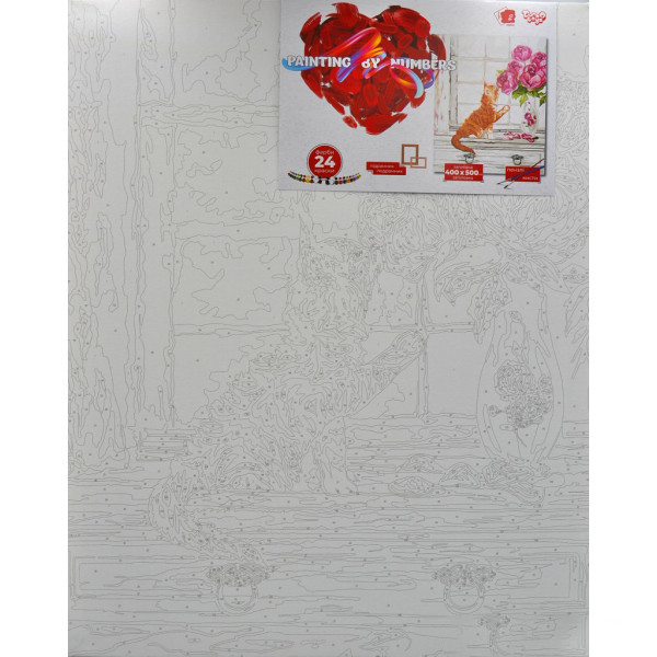 Картина по номерам Danko Toys Кот с цветами KpNe-40х50-02-08 40x50 см - фото 2