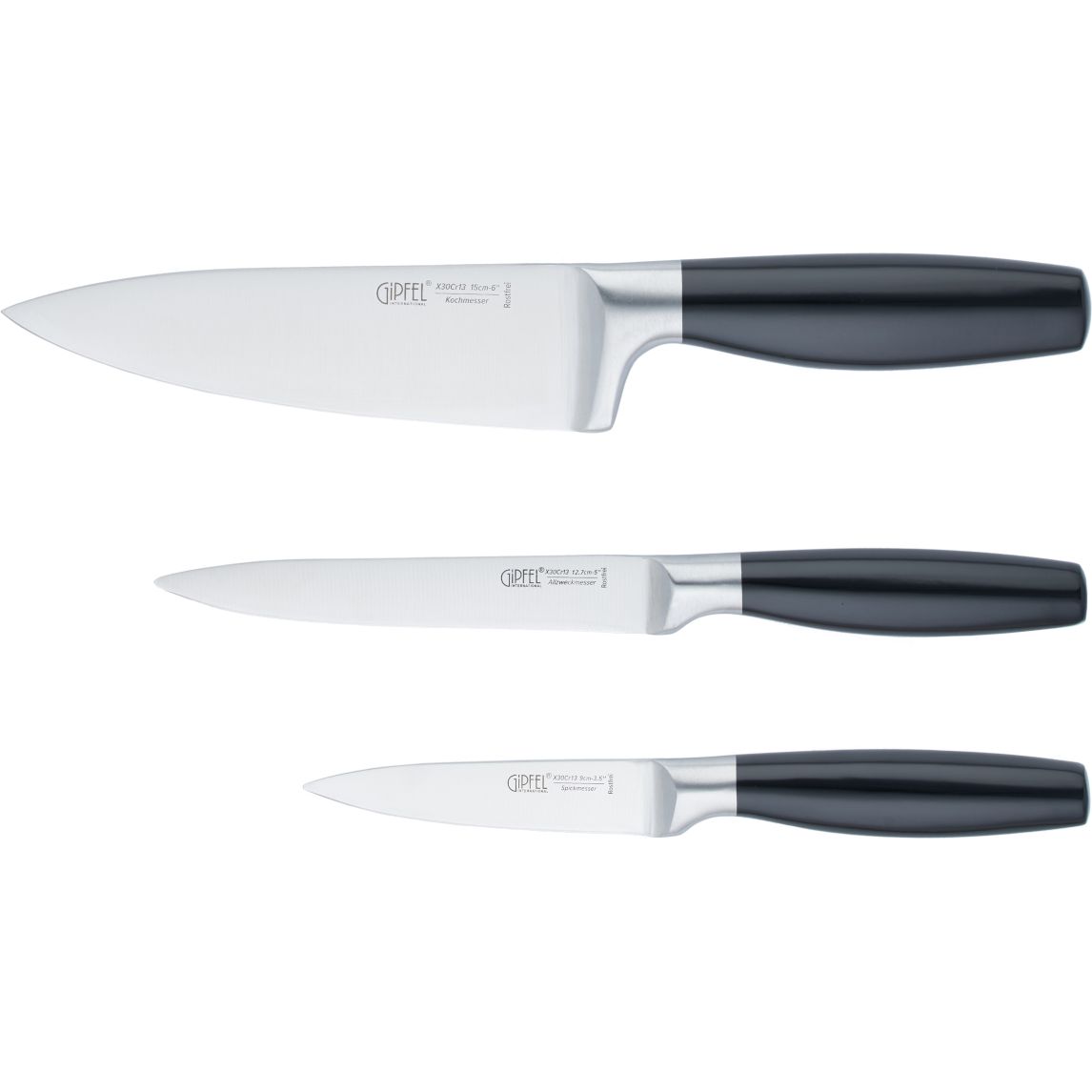 Набір кухонних ножів Gipfel Laurito на акриловій підставці 3 шт. чорний (6988) - фото 5