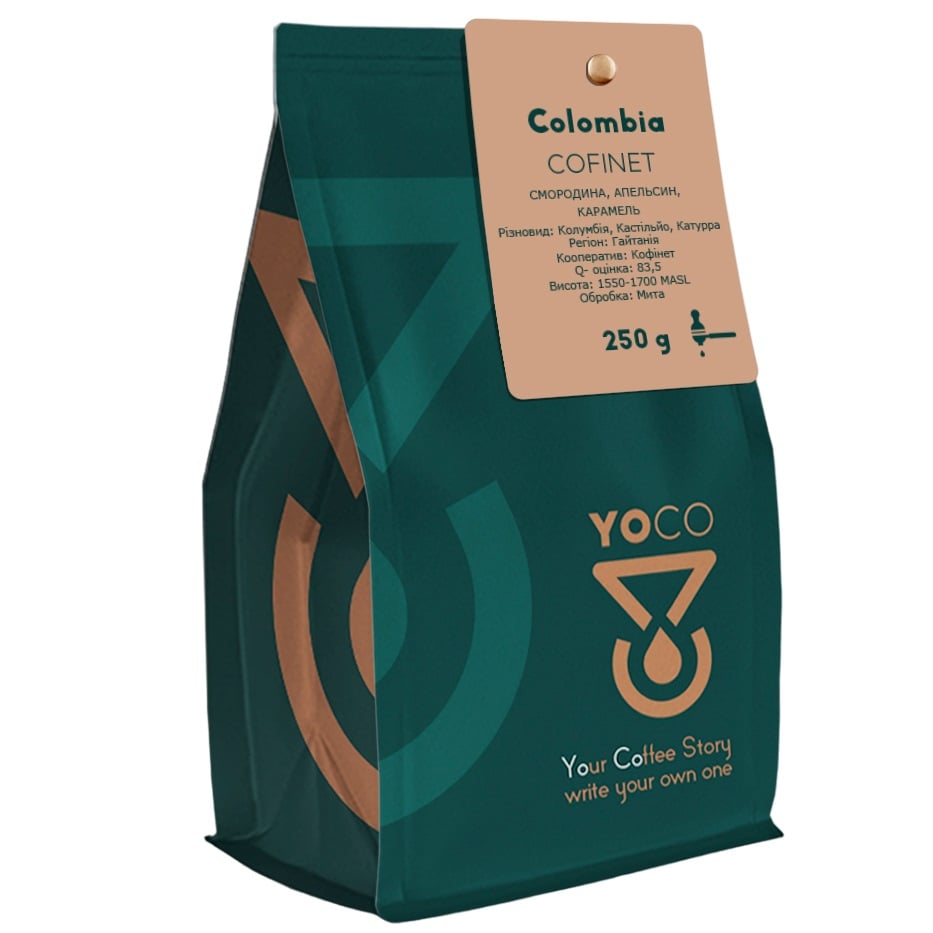 Кава в зернах YoCo Colombia Cofinet Gaitania Еспресо 250 г - фото 1