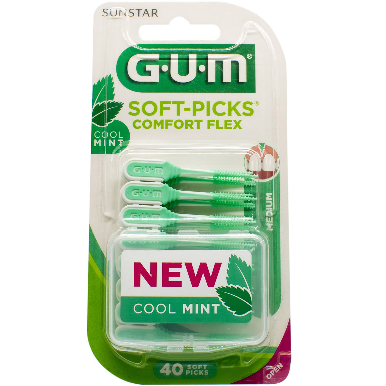 Набор межзубных щеток GUM Soft Picks Comfort Flex Mint стандарт 40 шт. - фото 1