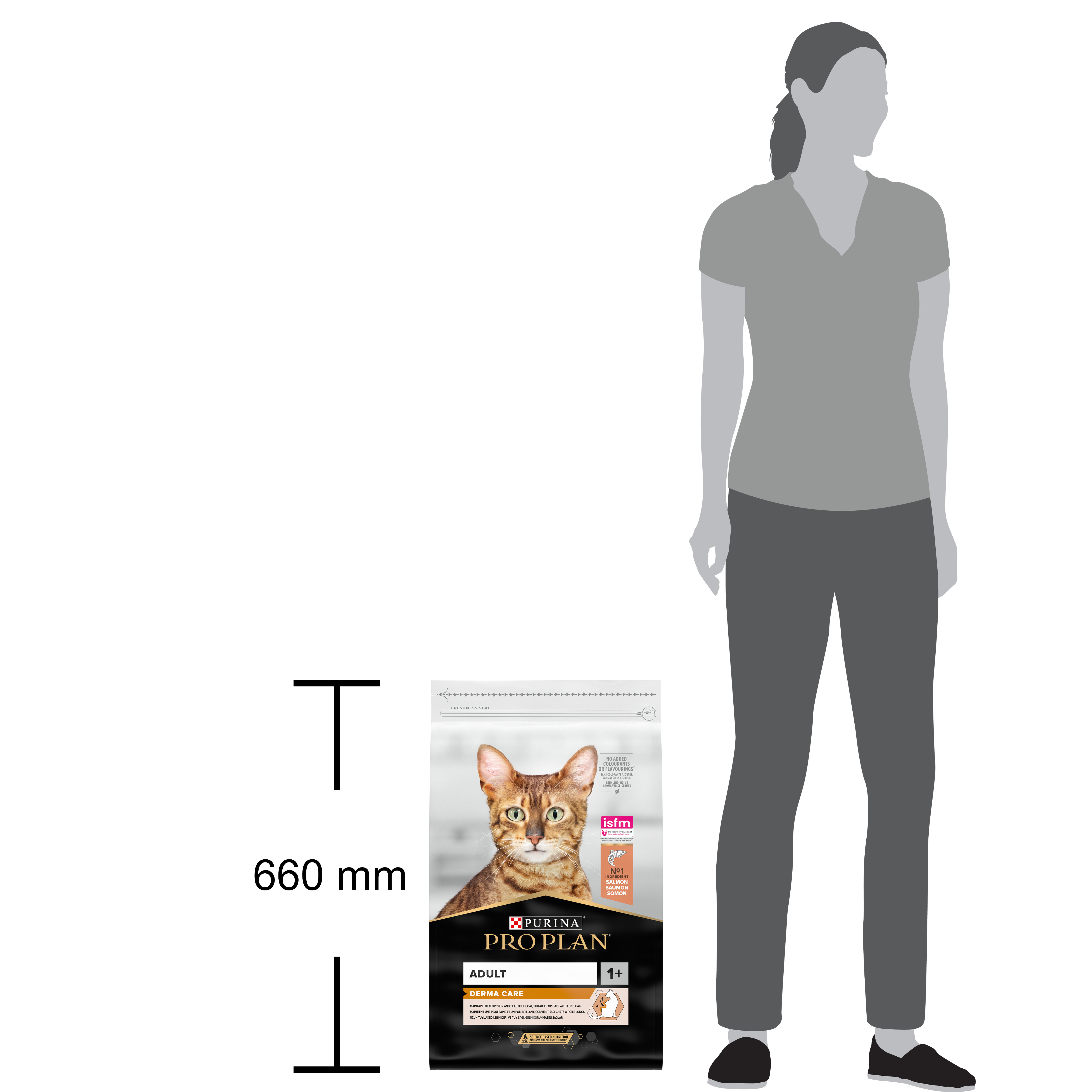 Сухой корм для взрослых кошек для поддержания здоровья кожи и красоты шерсти Purina Pro Plan Adult 1+ Derma Care, с лососем, 10 кг (12434317) - фото 5