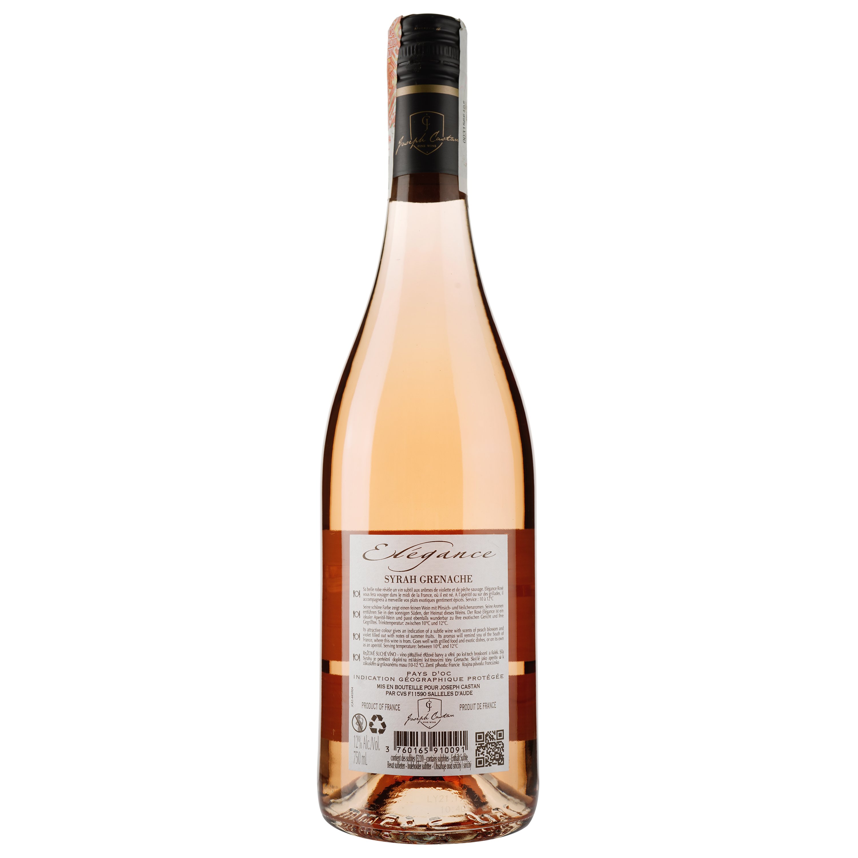 Вино Joseph Castan Elegance Syrah Grenache Rose, розовое, сухое, 14%, 0,75 л - фото 2