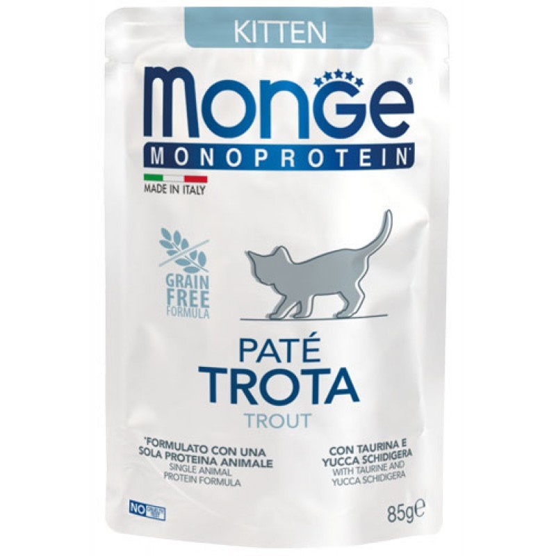 Вологий корм Monge Cat Monoprotein Kitten паштет з фореллю, 85 г (70013727) - фото 1